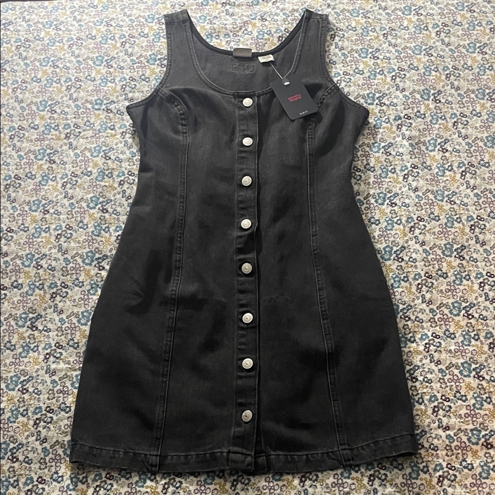 Black Denim Button-Down Dress
